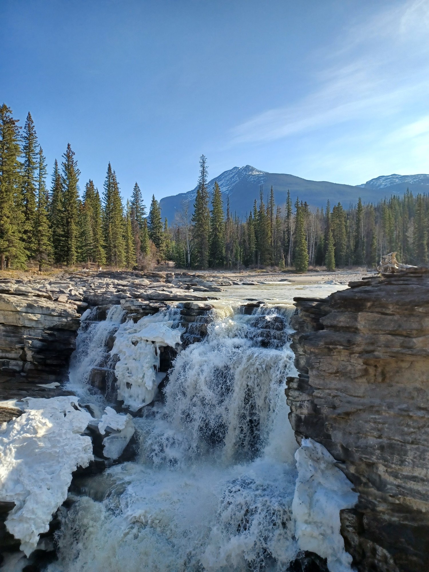 watervallen langs de Icefields Parkway