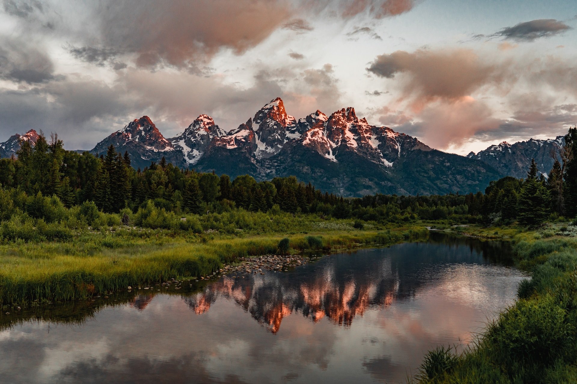 Grand Teton National Park tijdens zonsondergang
