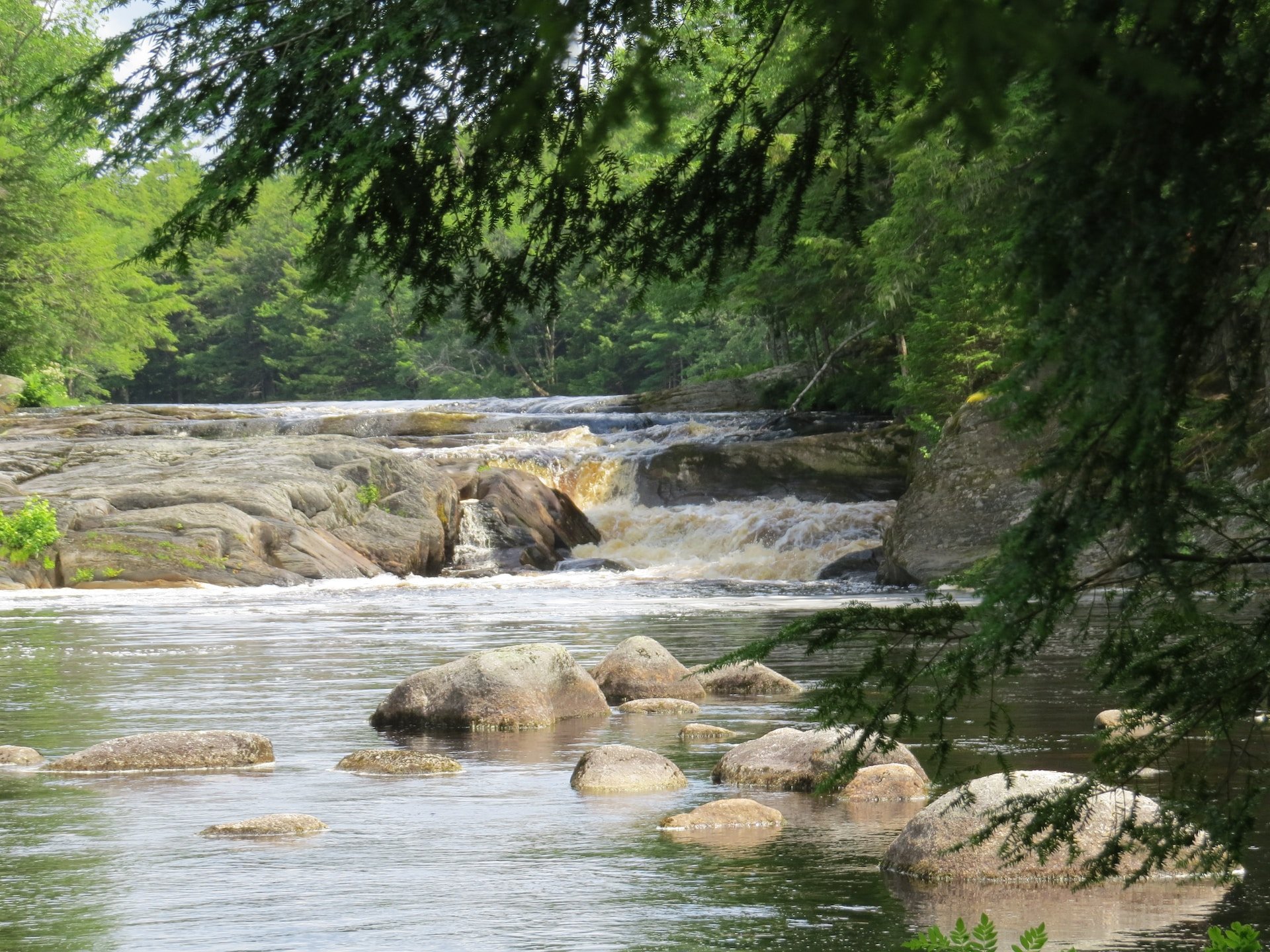 Rivier met rotsen in Kejimkujik National Park, Canada