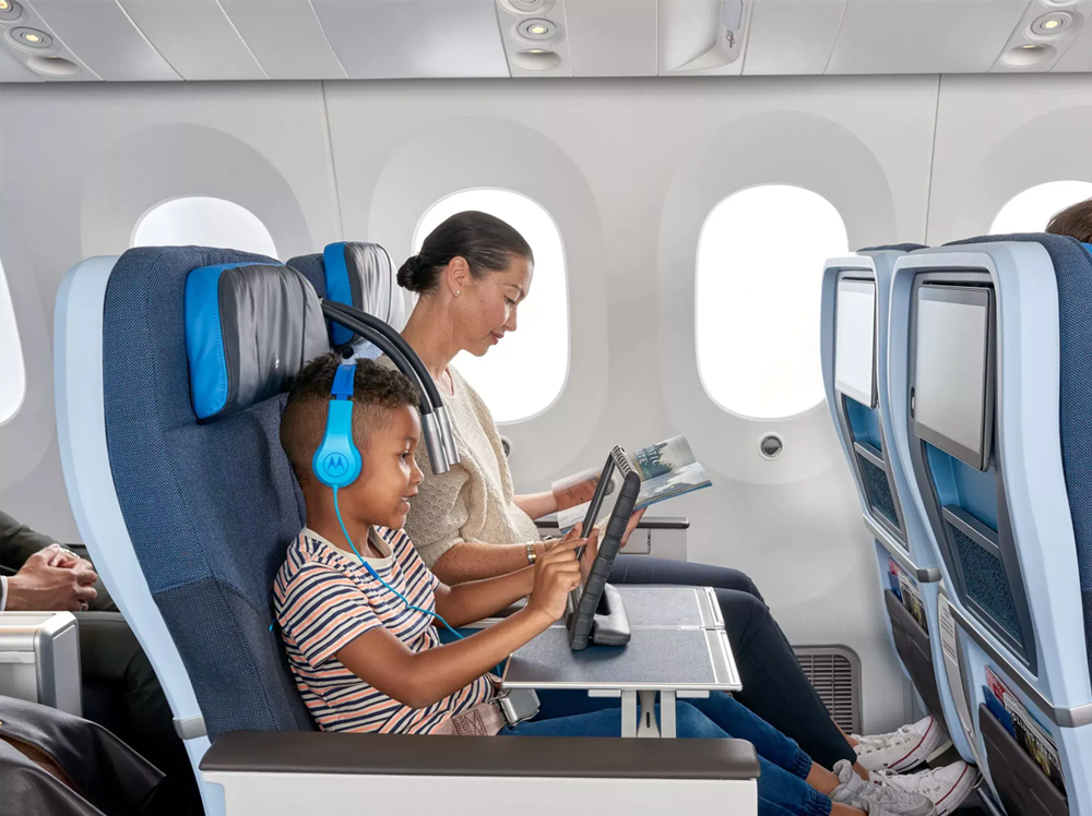 Passagiers in vliegtuig van KLM