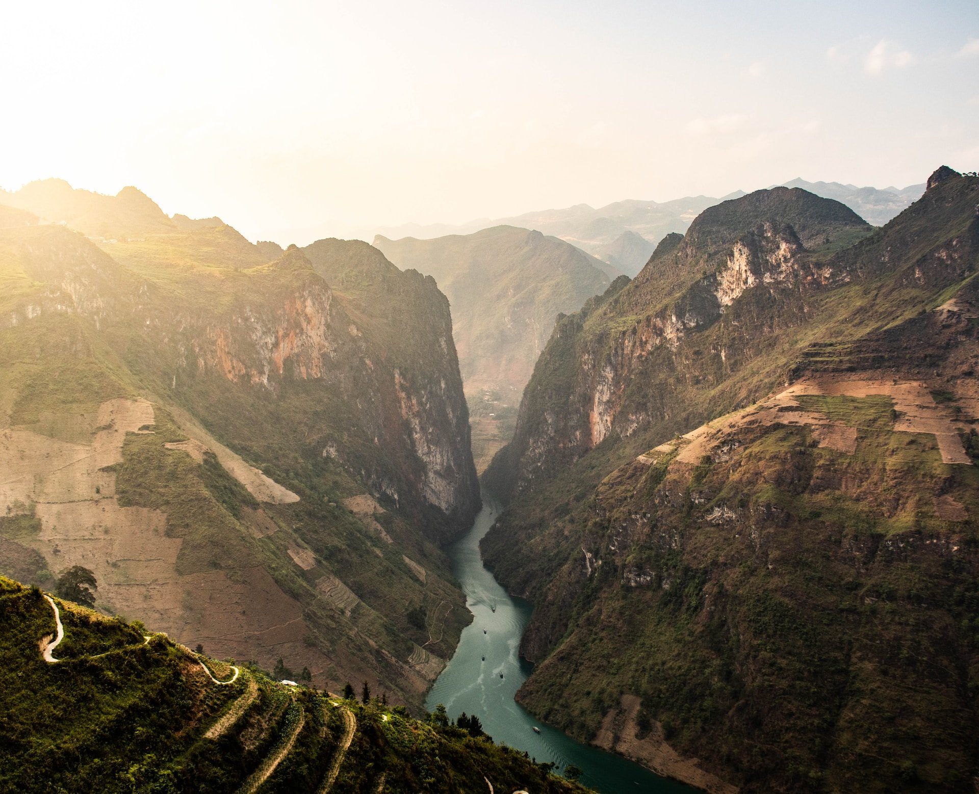 Omgeving van Ha Giang, Vietnam, vanuit de lucht