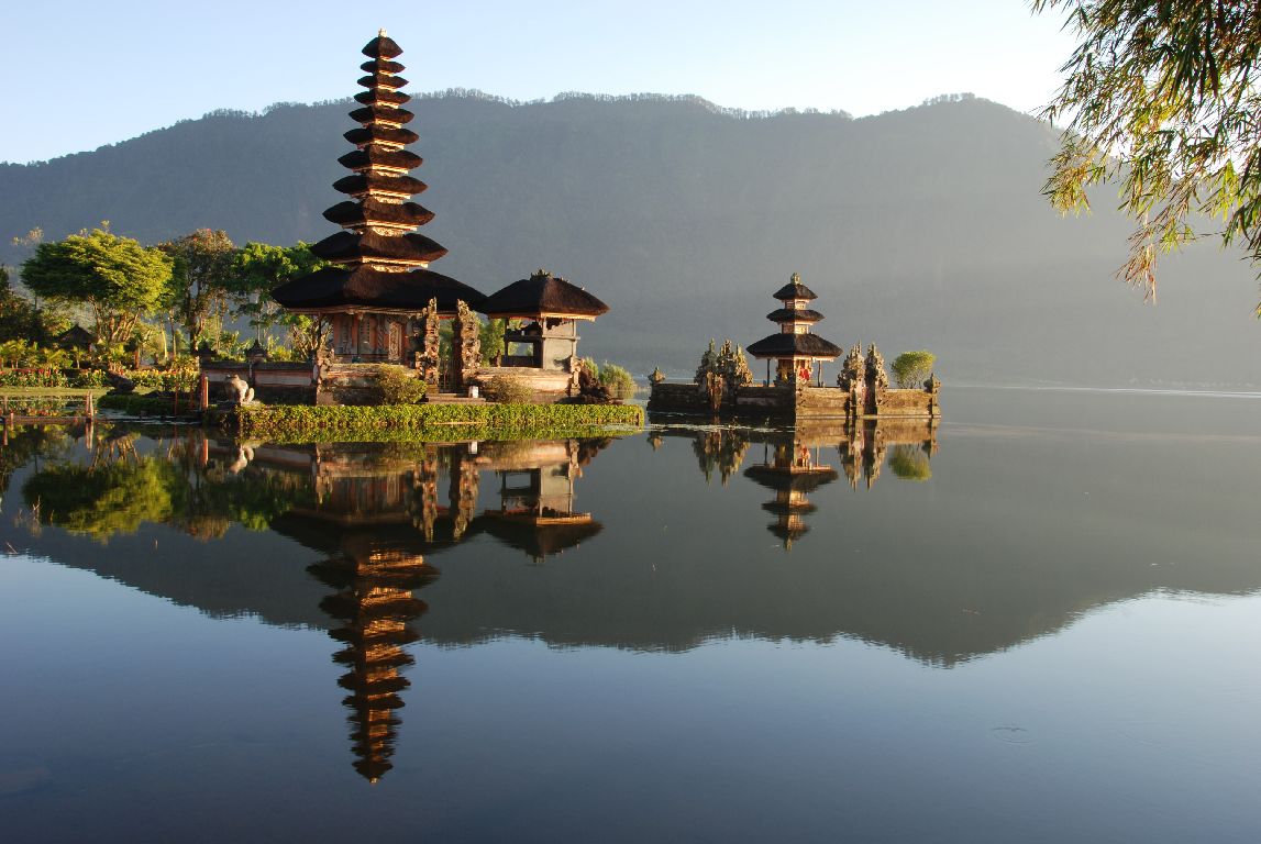 Pagode, tempel, water, Bali, Indonesië