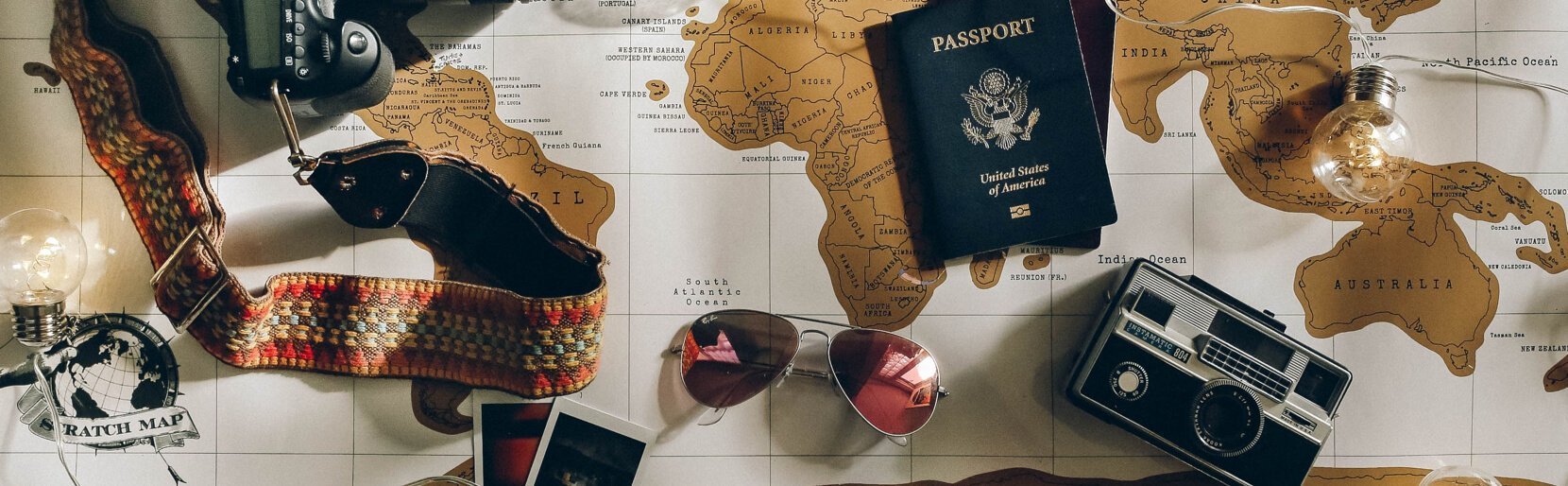 Reisaccessoires met landkaart