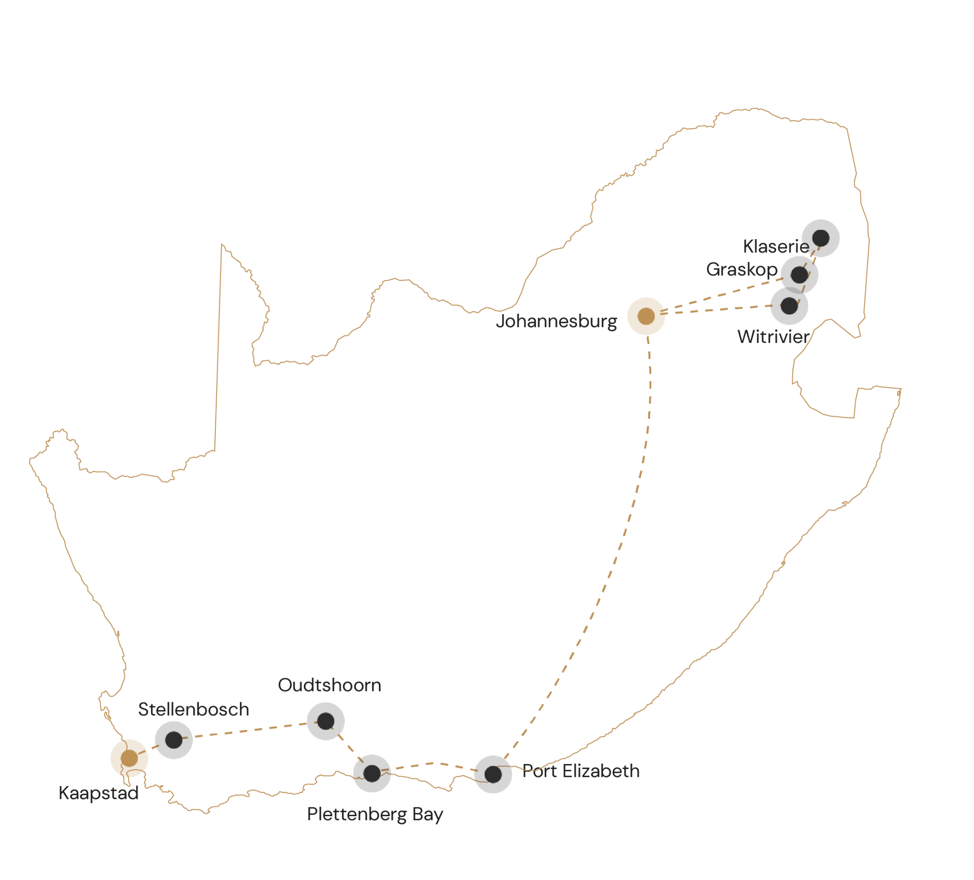 route krugerpark tuinroute van zuid afrika