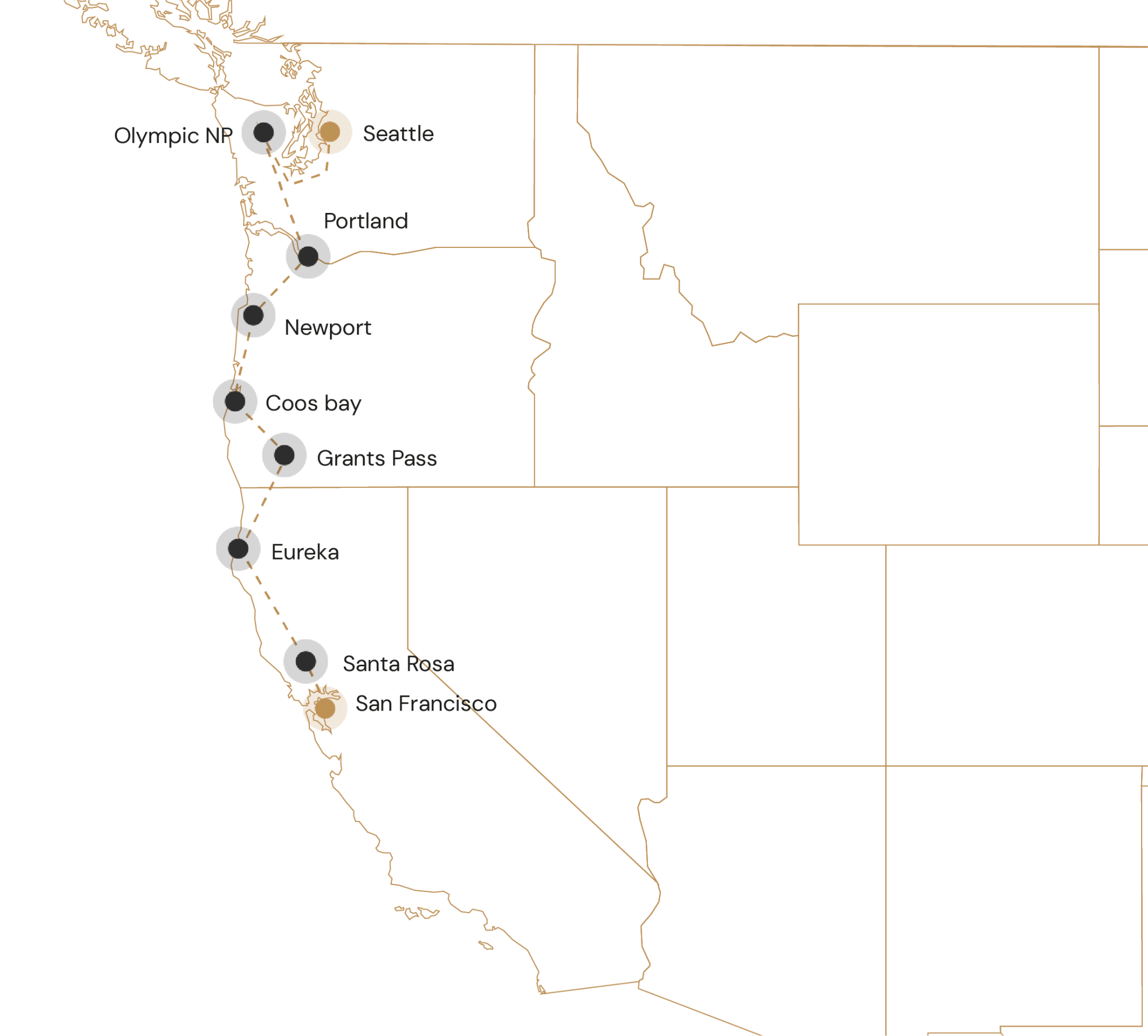 Route Het fascinerende Noordwesten van Amerika