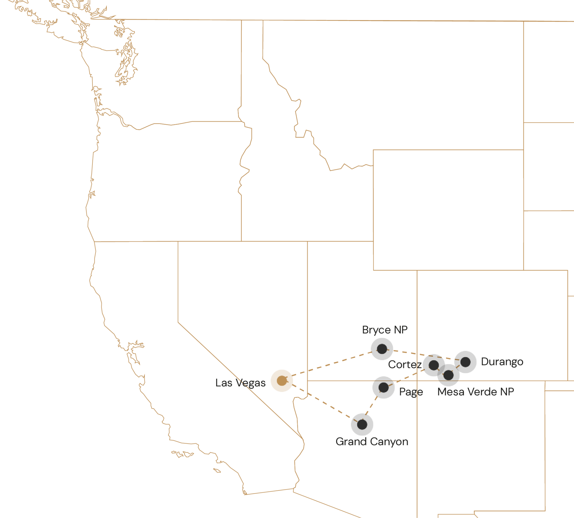Route Las Vegas en de nationale parken