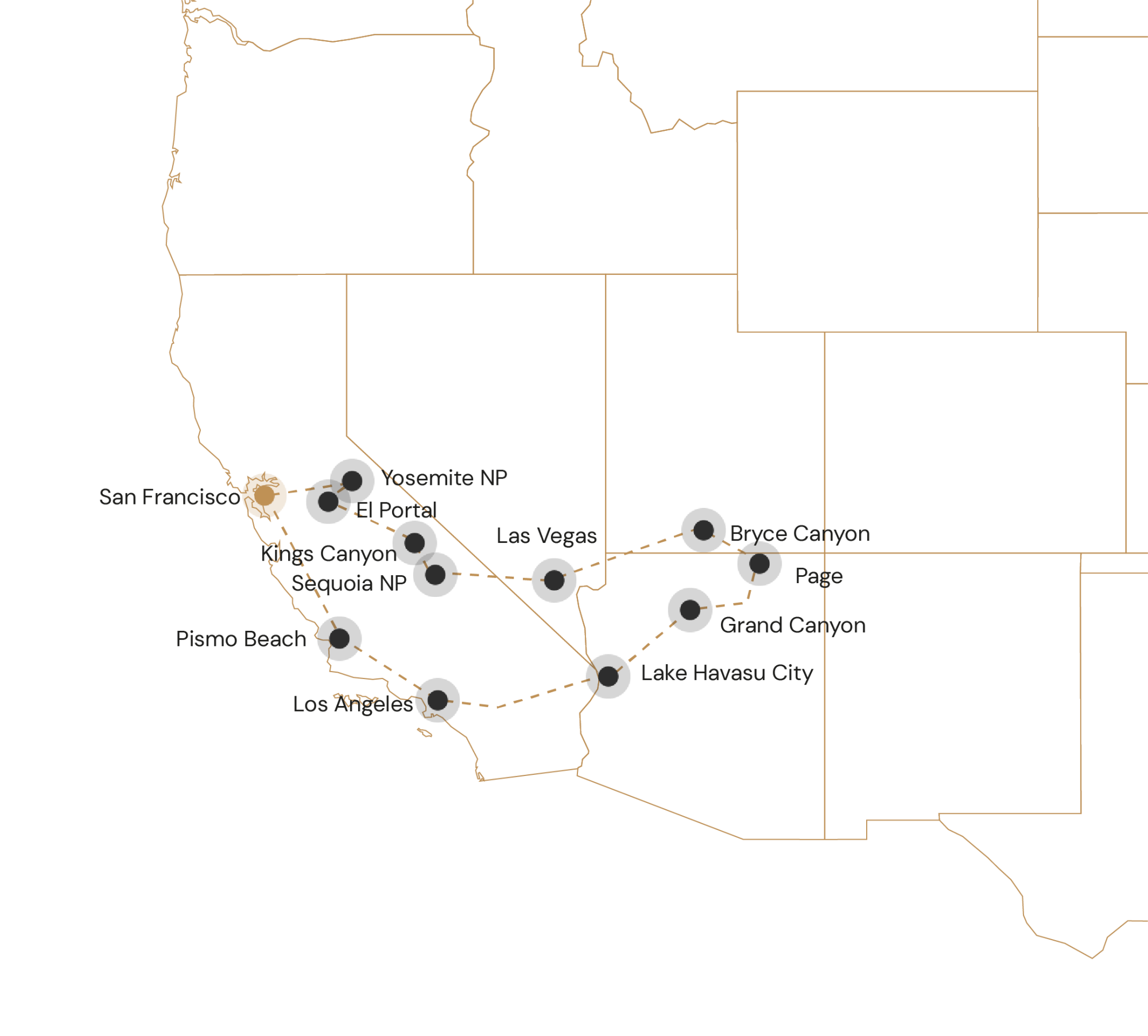 Route Ontdek West-Amerika