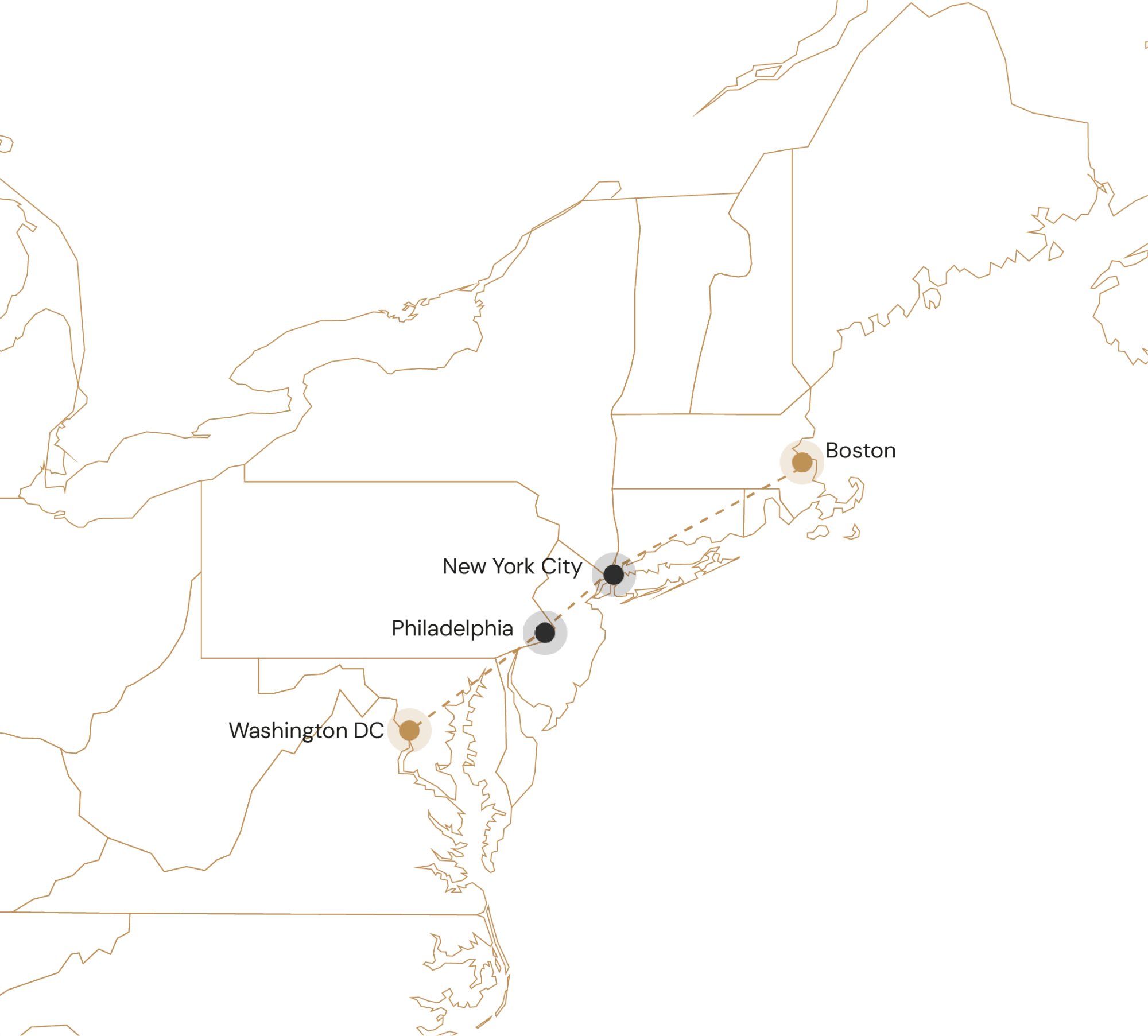 Kaartje Stedenreis Oost USA per trein