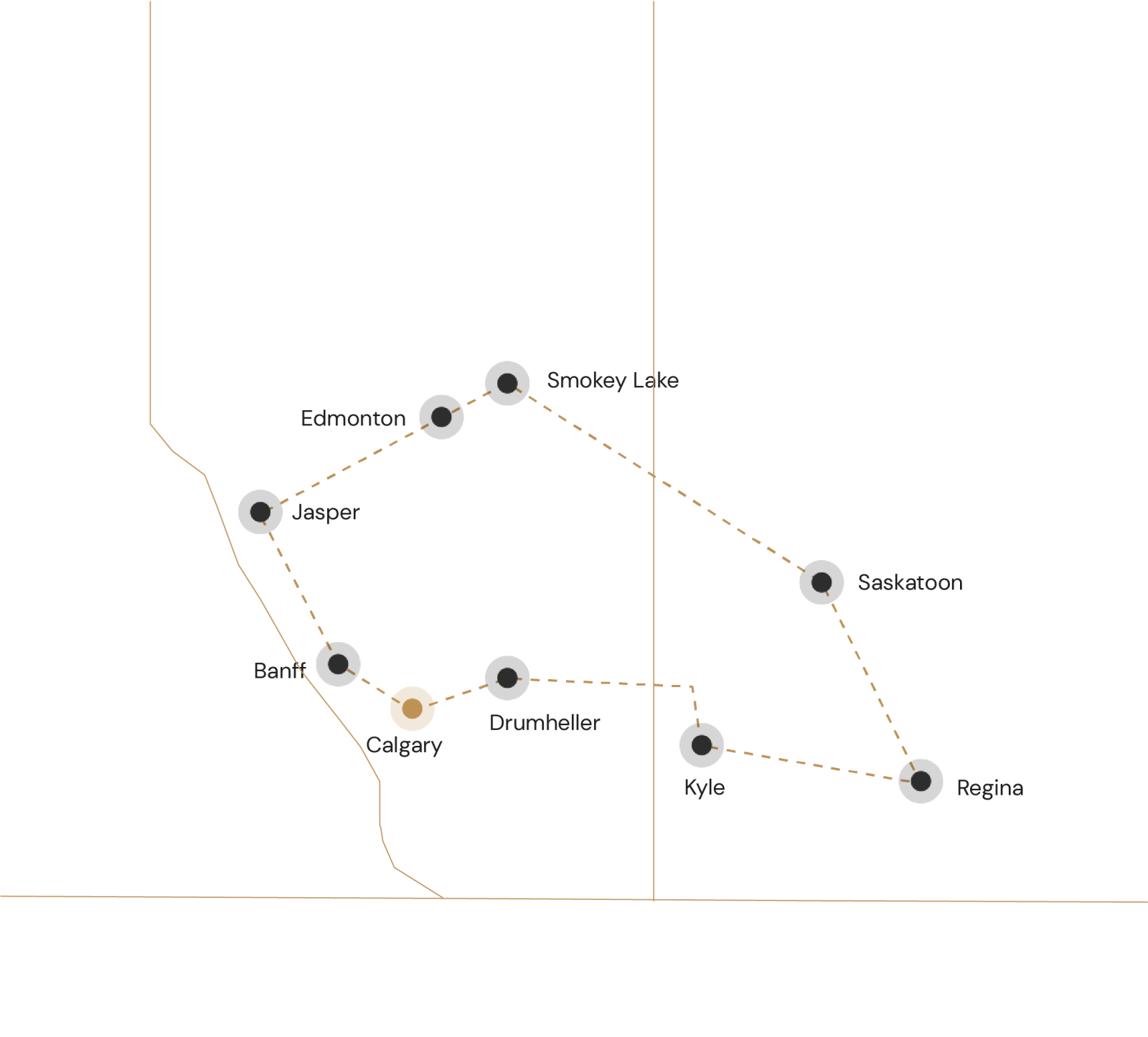 Kaartje Autoreis Cowboys en Prairies in West-Canada