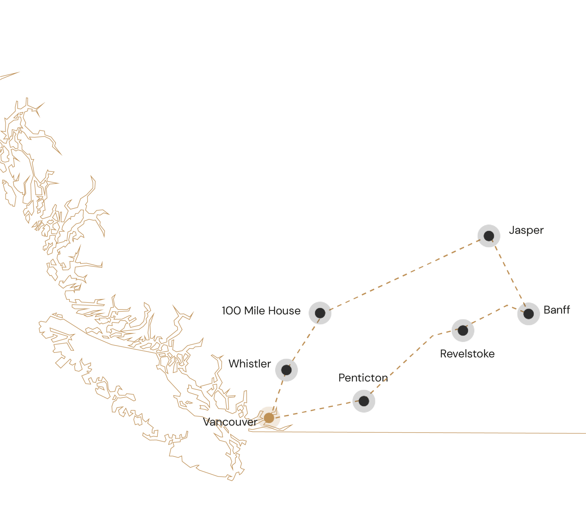Kaartje de nationale parken van West-Canada