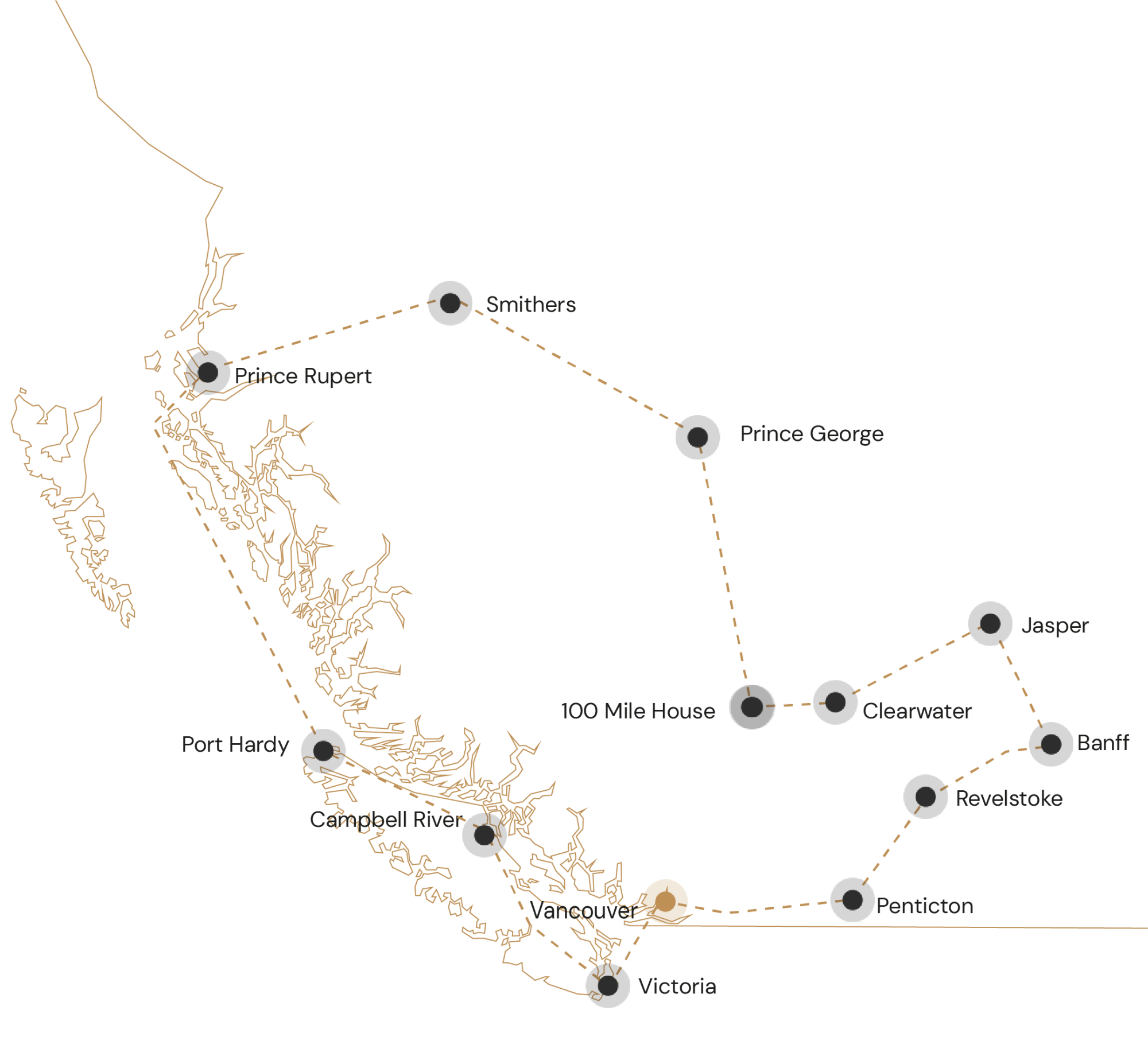kaartje autoreis ontdek West-Canada