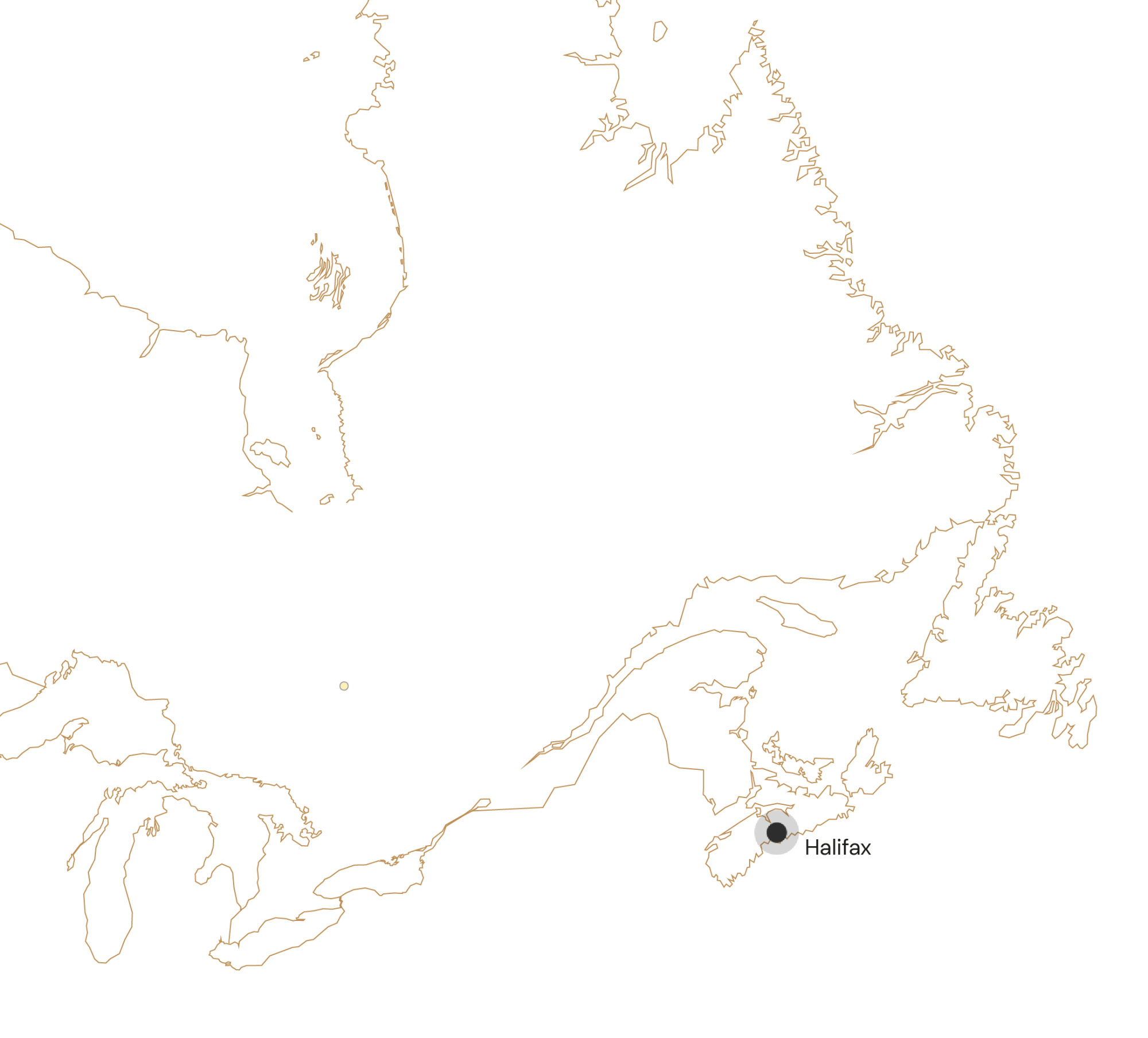 Kaartje camperreis vanuit Halifax