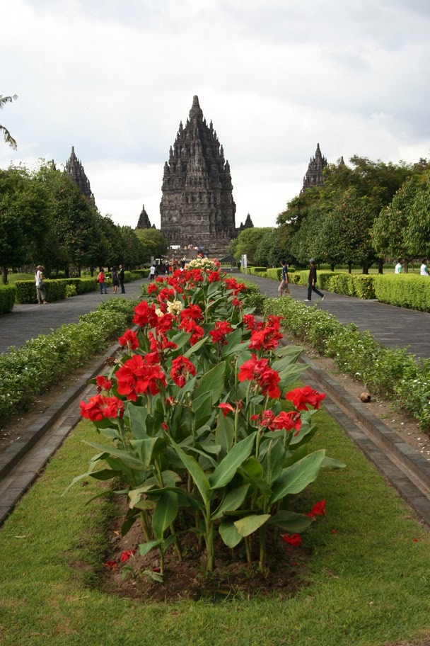 Indonesië Java Borobodur tempel bloemen