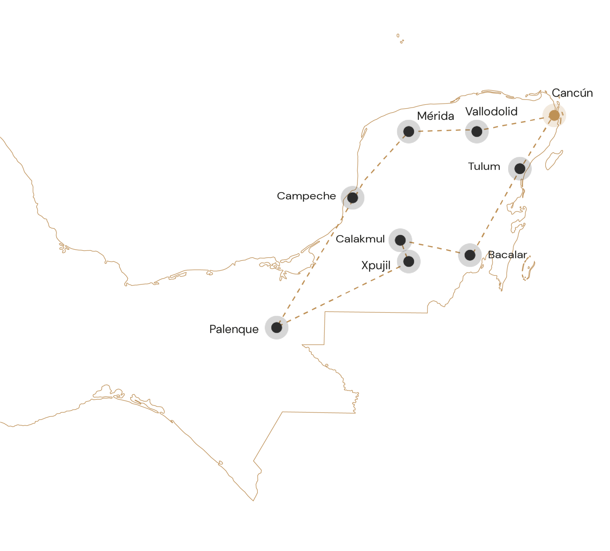 Route Maya's en Strand Mexico