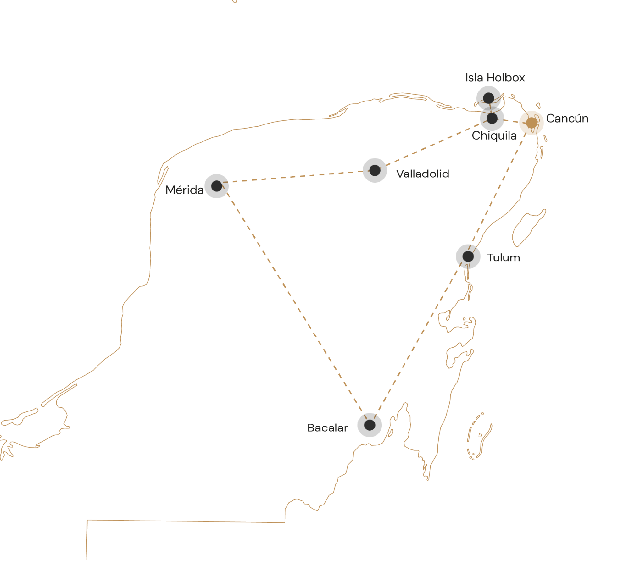 Route ontdek het schiereiland Yucatan