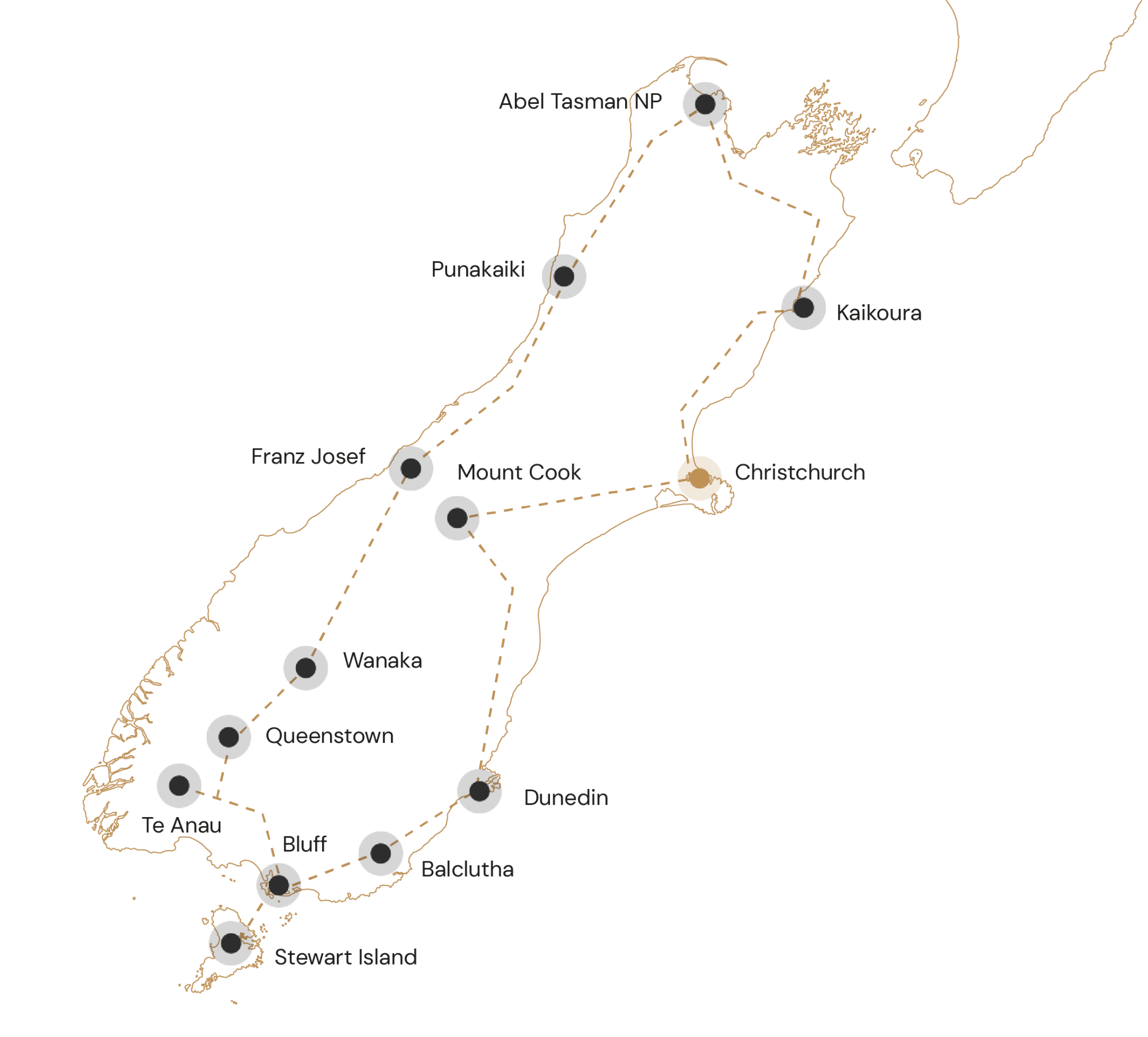 Kaart Nieuw-Zeeland Het Zuidereiland