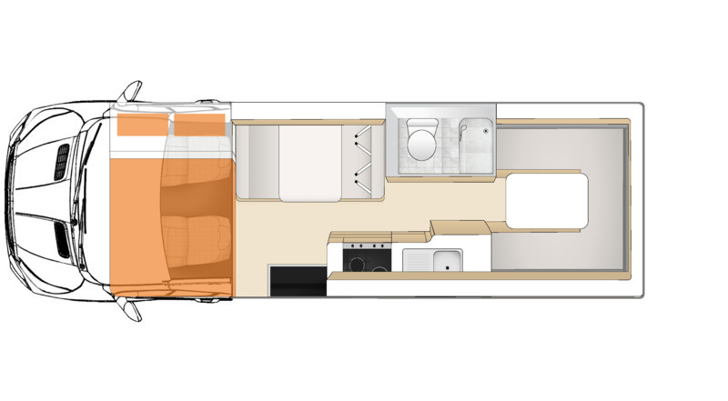 Apollo NZ Euro Camper plattegrond dag