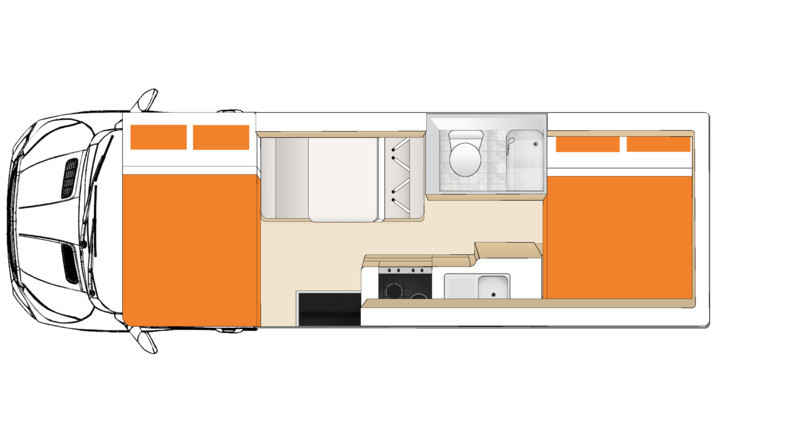 Apollo NZ Euro Camper plattegrond nacht