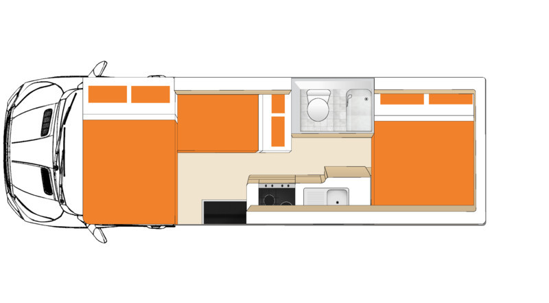 Apollo NZ Euro Deluxe camper plattegrond nacht
