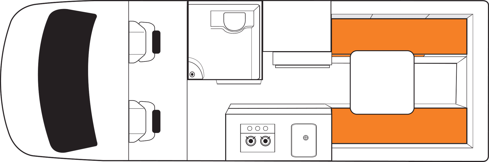 Binnenkant indeling van Britz AU Trailblazer camper