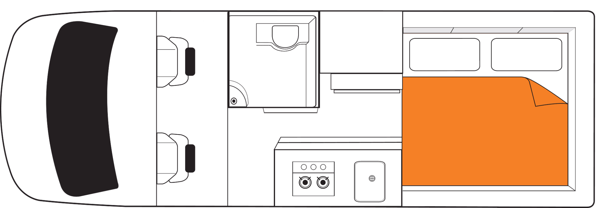 Binnenkant indeling van Britz AU Trailblazer camper