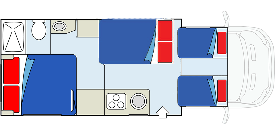 CanaDream MH-C Motorhome plattegrond nacht