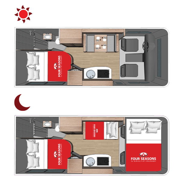 Four Seasons camper Medium plattegrond interieur