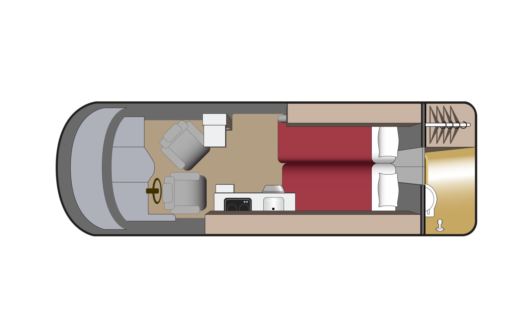 Fraserway van conversion plattegrond nacht