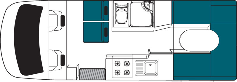 Maui NZ Cascade camper plattegrond dag