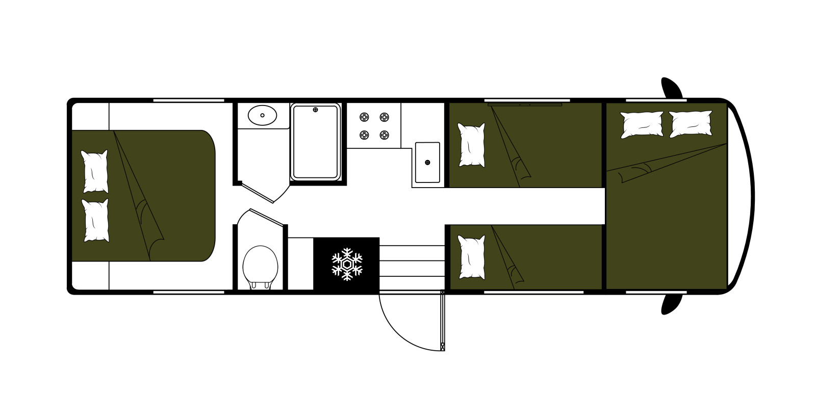Mighty Campers USA Class C Large plattegrond nacht
