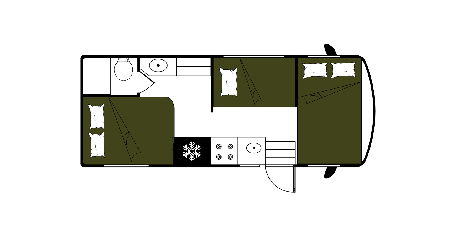 Mighty Campers USA Class C Medium plattegrond nacht