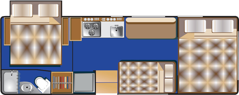 Camper Road Bear USA Class C slide-out 26-28 ft (type P) plattegrond nacht