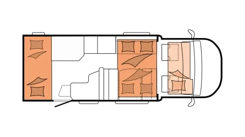 Plattegrond bedden Family Camper