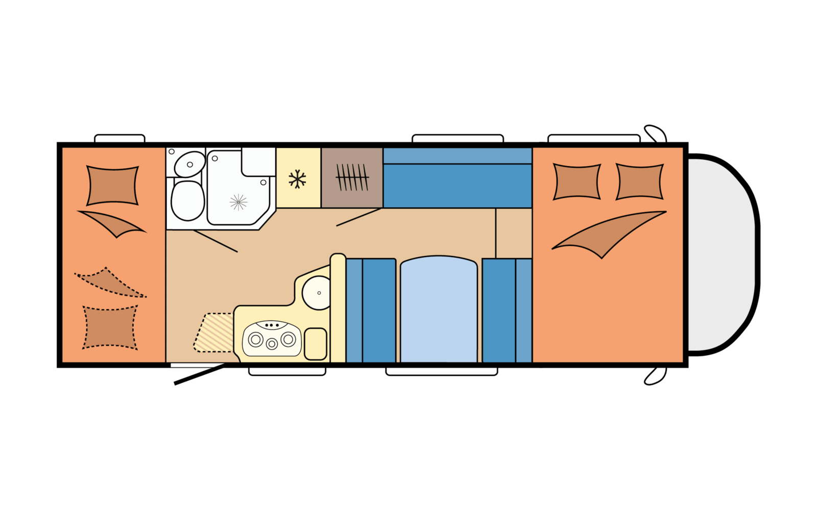 Interieur plattegrond Family Camper TC IJsland