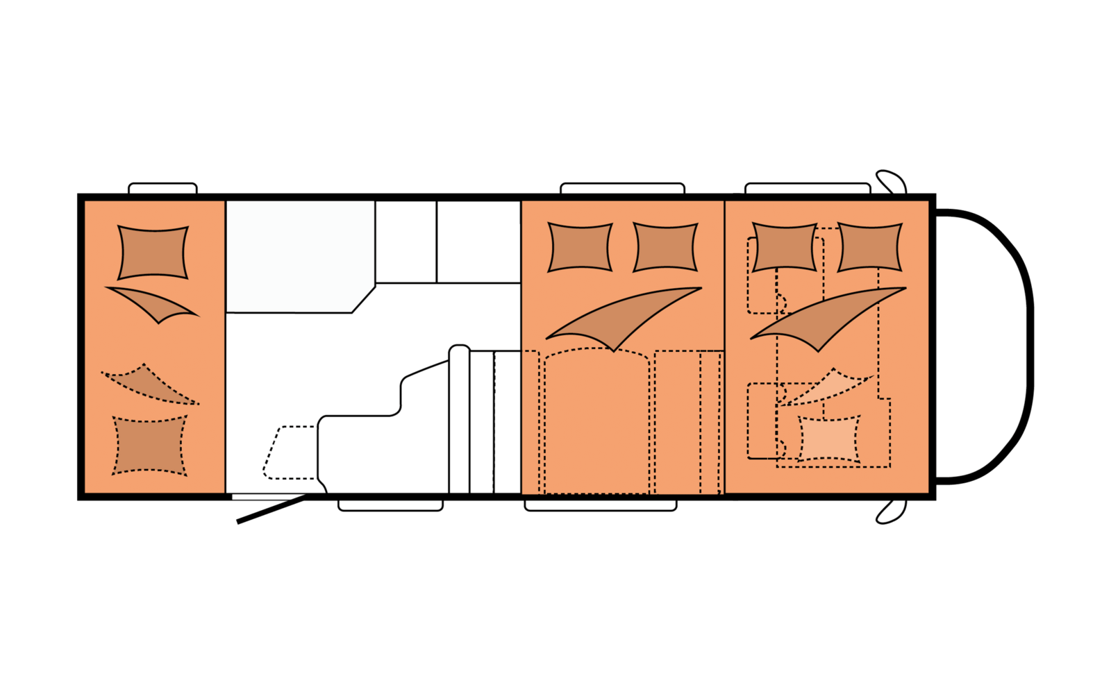 Family camper alternatieve bed opstelling