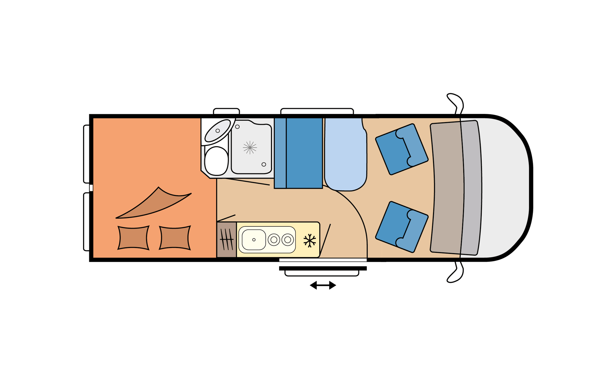 Touring Cars Europa Hobby van interieur plattegrond