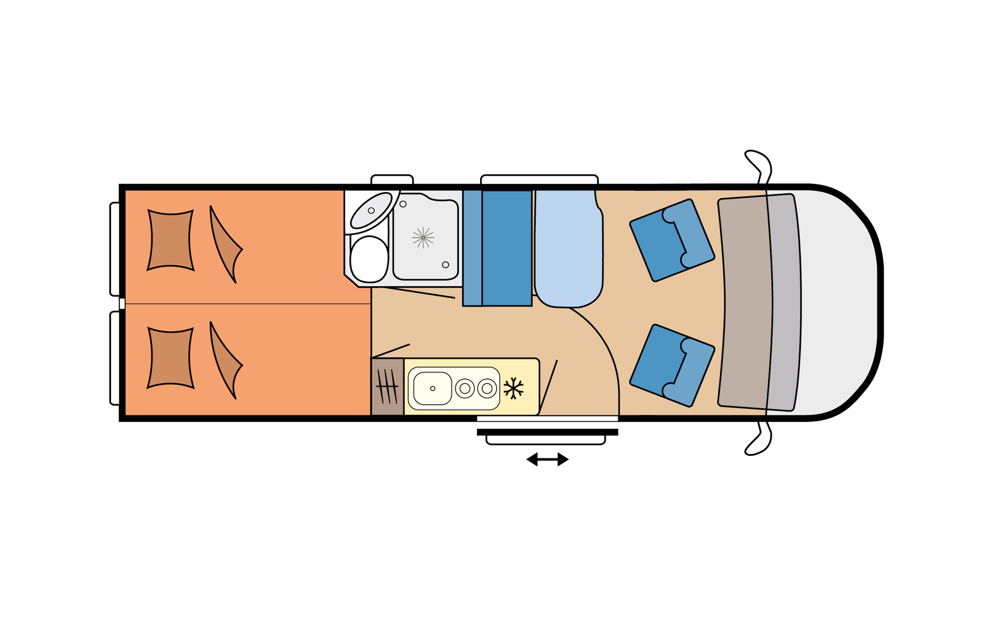 Touring Cars van plattegrond interieur